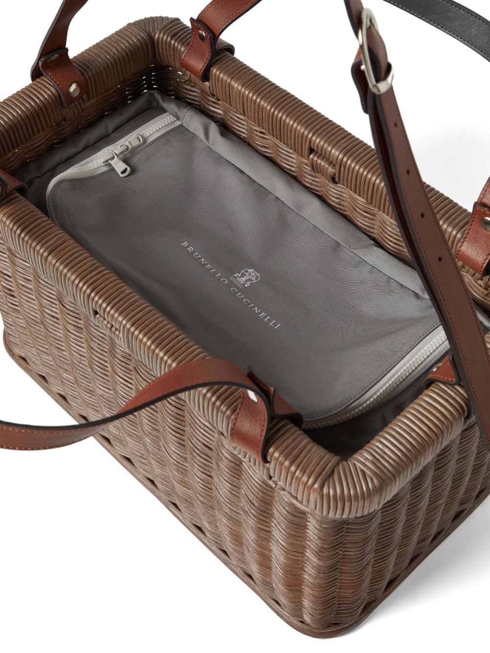 Beige Wicker Basket Bag — Brunello Cucinelli Shopper