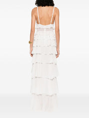 Ivory Frilled Gown — Elisabetta Franchi Dresses
