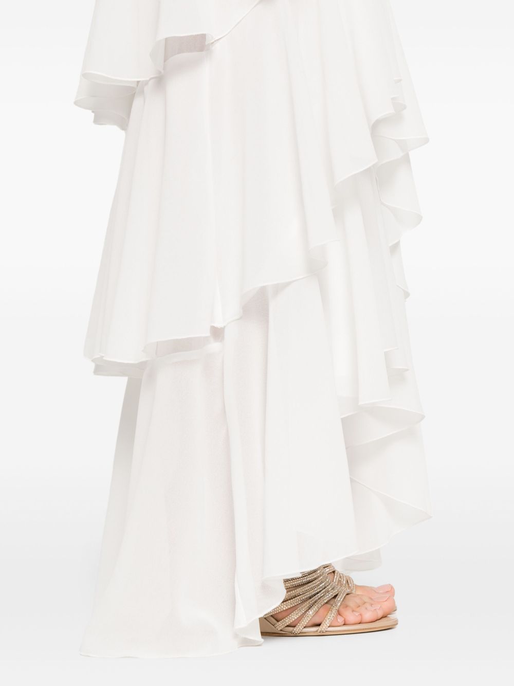 Ivory Frilled Gown — Elisabetta Franchi Dresses