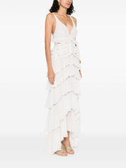 Ivory Frilled Gown — Elisabetta Franchi Dresses