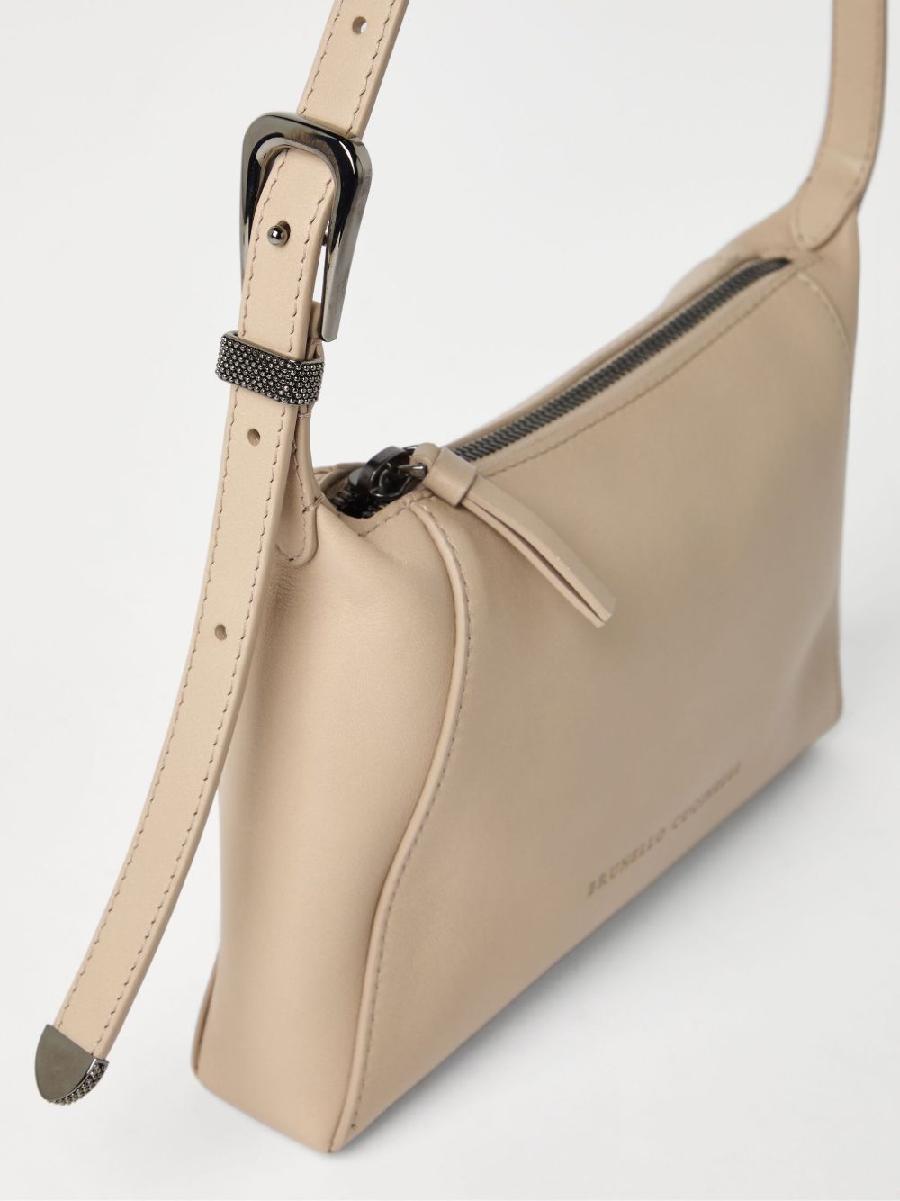 Duo Leather Shoulder Bag in Beige — Brunello Cucinelli