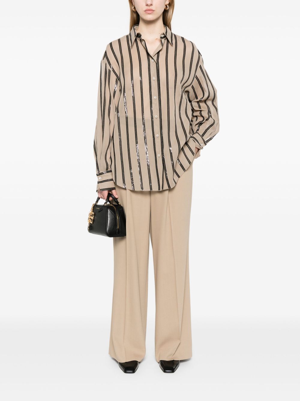 Chemises Brunello Cucinelli en coton rayé marron