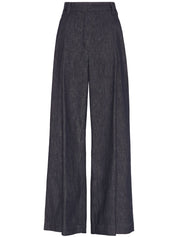 Brunello Cucinelli Blue Wide Cotton Denim‑Effect Trousers