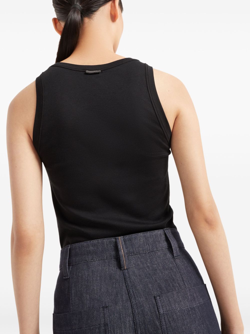 Brunello Cucinelli Blue Wide Cotton Denim‑Effect Trousers