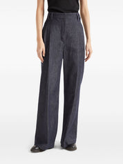 Brunello Cucinelli Blue Wide Cotton Denim‑Effect Trousers