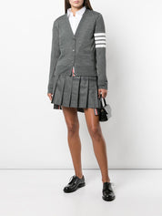 Thom Browne Grey Wool Cardigan — Signature 4-Bar Knit