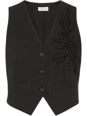 Suéteres Brunello Cucinelli Chaleco de algodón negro