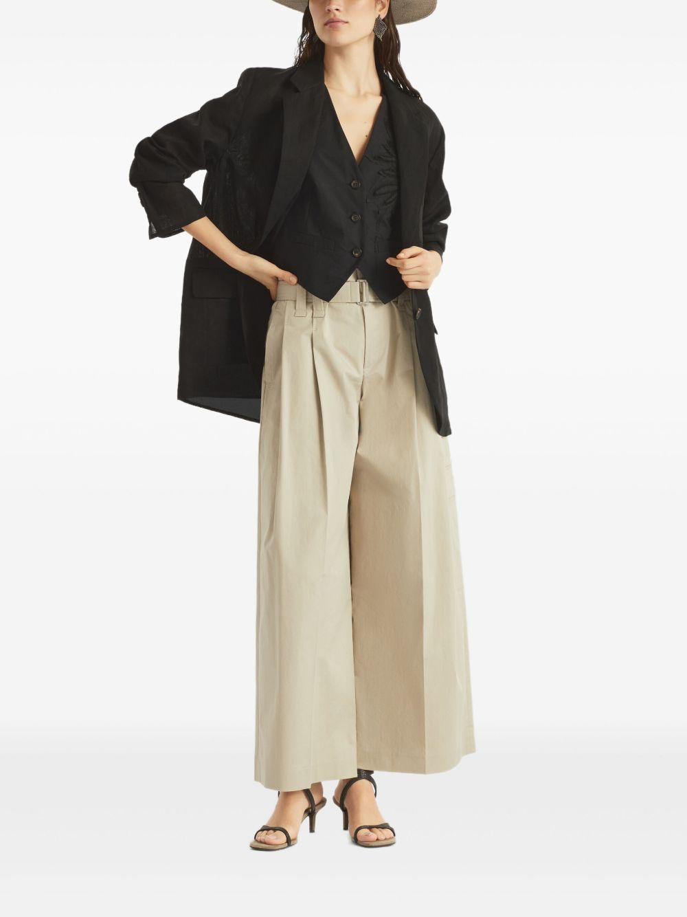 Suéteres Brunello Cucinelli Chaleco de algodón negro