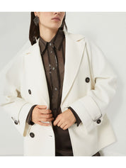 Brunello Cucinelli Vestes Caban en lin et coton crème