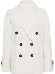 Brunello Cucinelli Vestes Caban en lin et coton crème