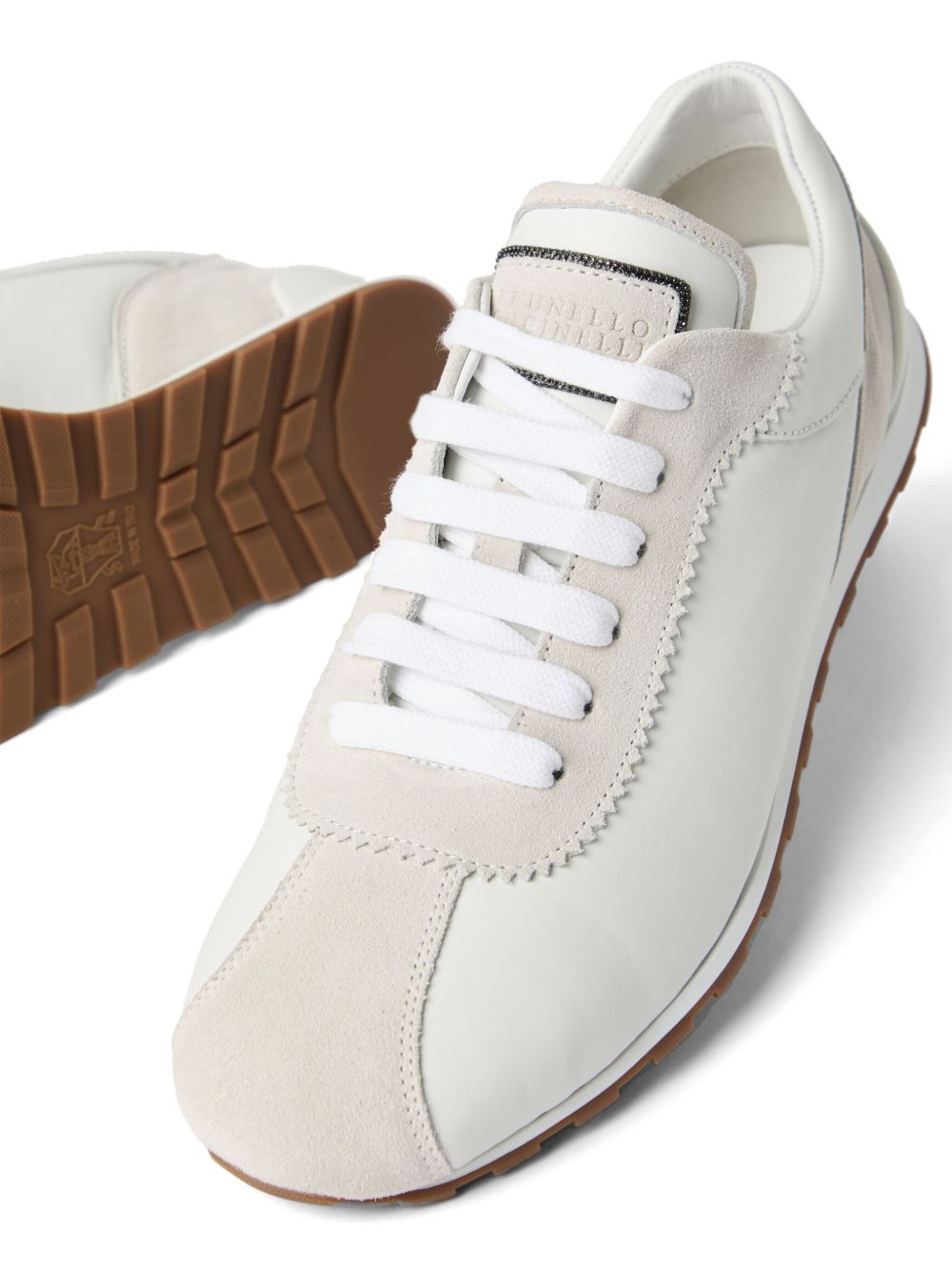 Zapatillas Brunello Cucinelli Ante blanco con detalle Monili