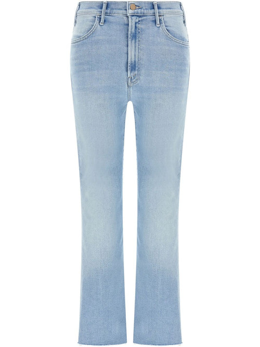 Mother Jeans — Clear Blue Hustler Cropped Ankle Fray