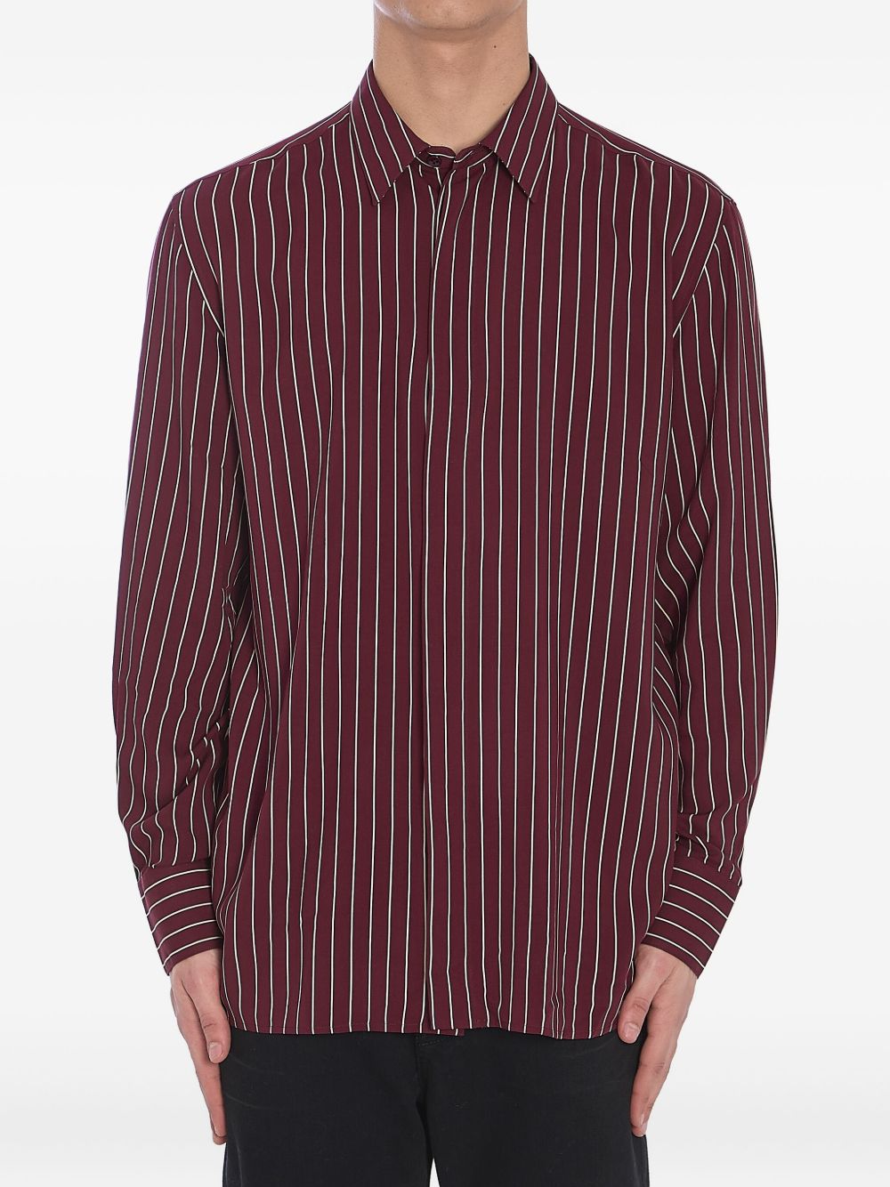Saint Laurent striped shirt in bordeaux red