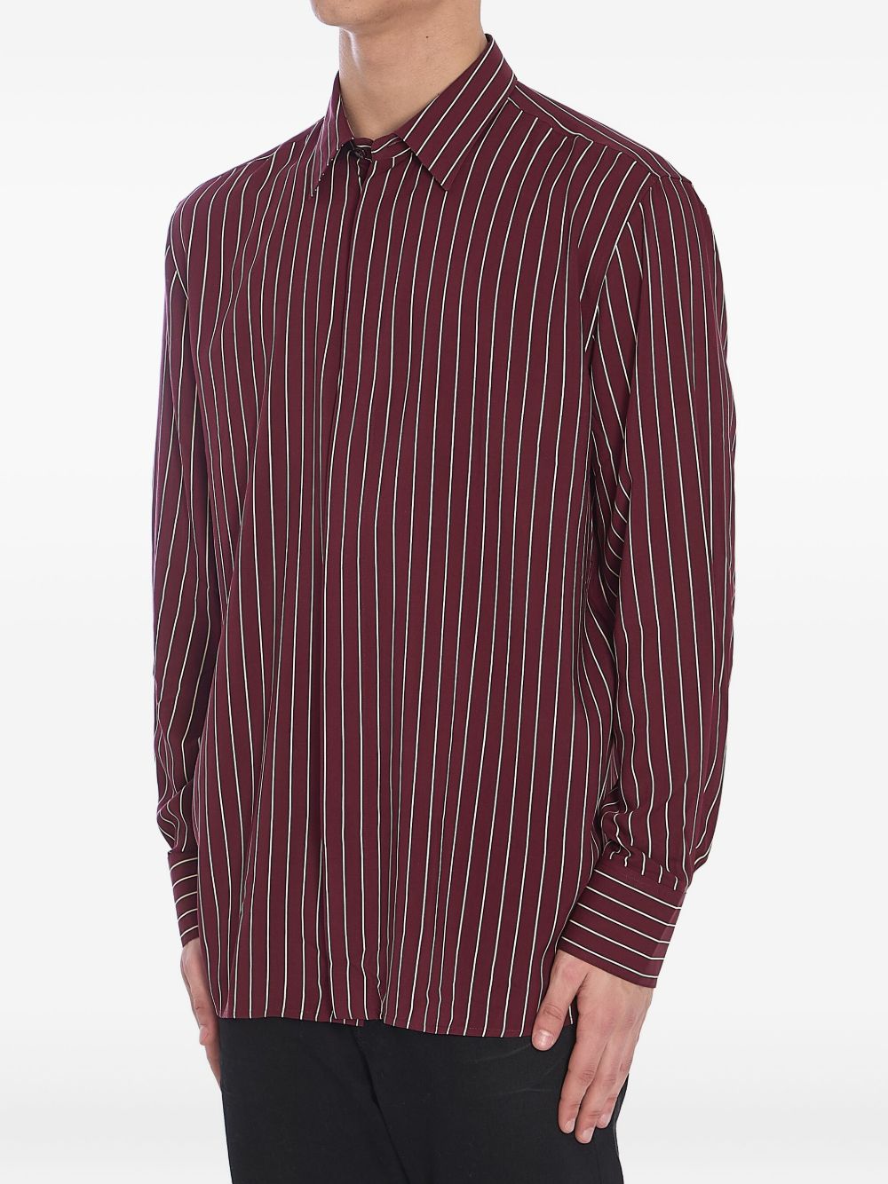 Saint Laurent striped shirt in bordeaux red