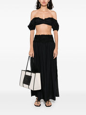 Ermanno Scervino Top encaje de algodón negro con hombros descubiertos