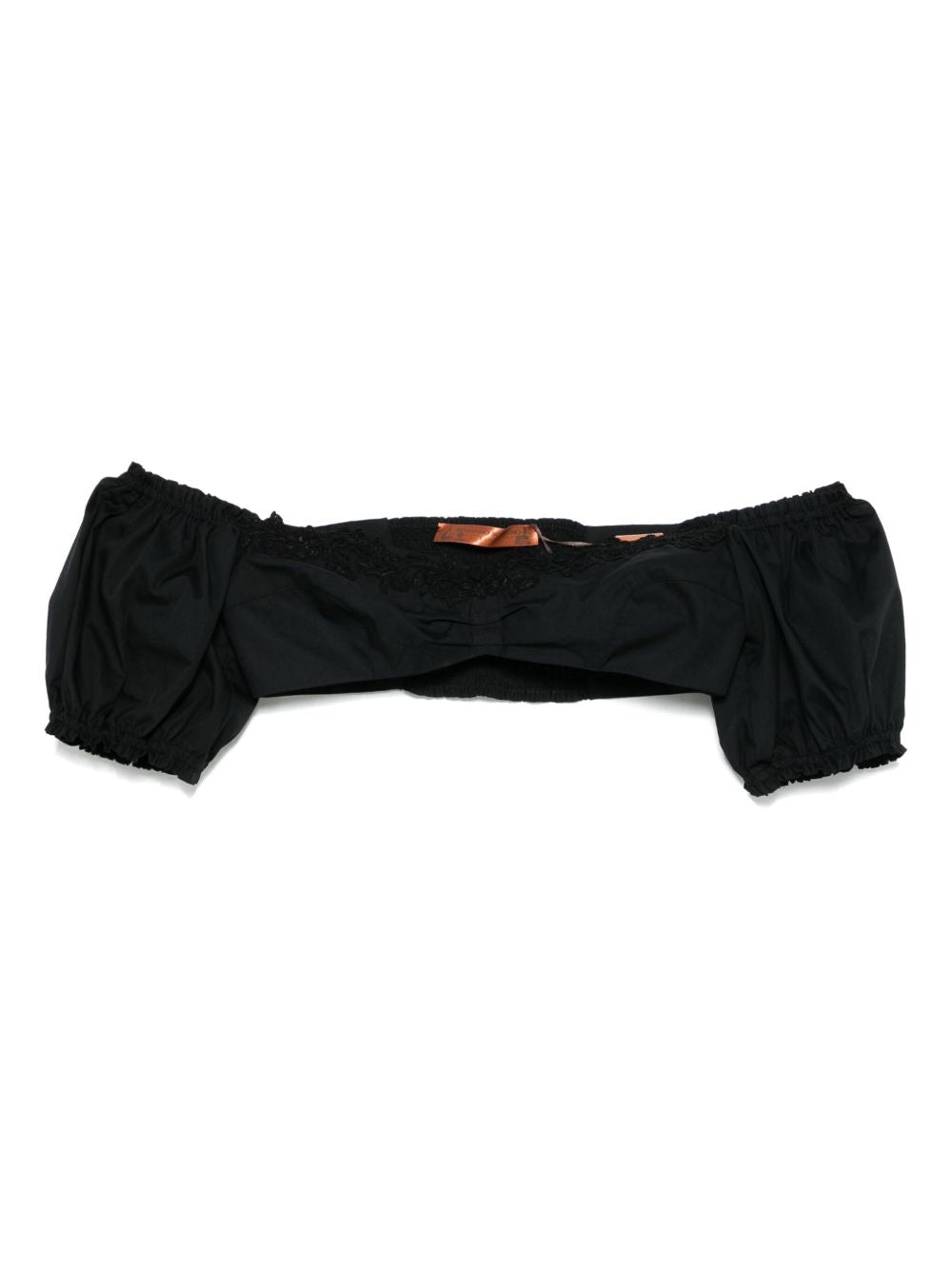 Ermanno Scervino Top encaje de algodón negro con hombros descubiertos