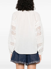 Chemises Ermanno Firenze en coton blanc avec détails en dentelle