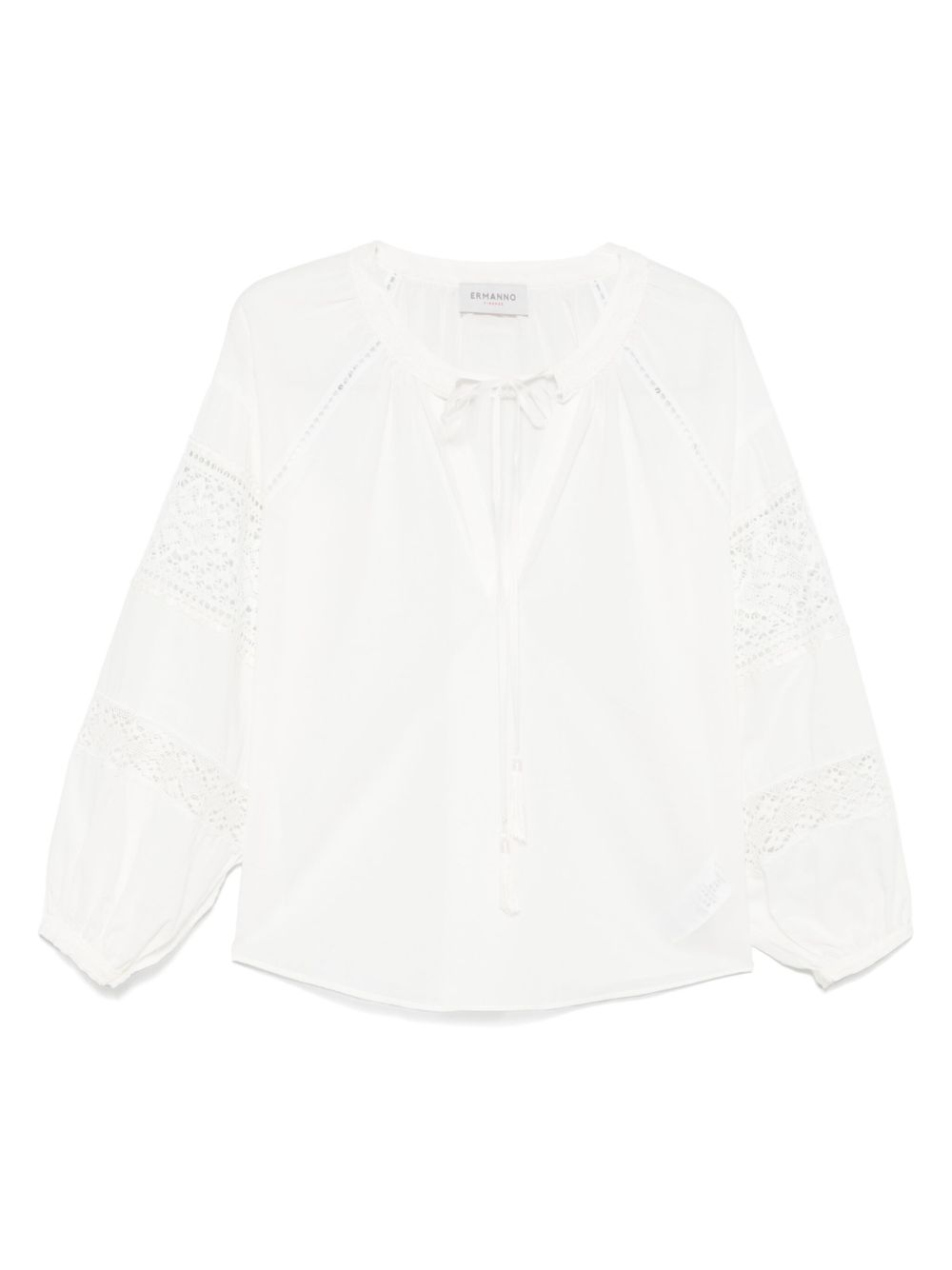 Chemises Ermanno Firenze en coton blanc avec détails en dentelle