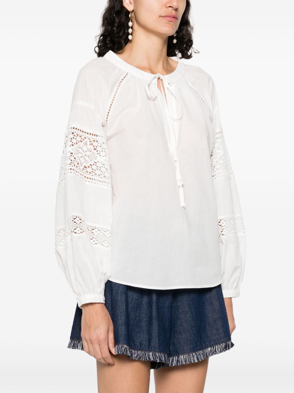 Chemises Ermanno Firenze en coton blanc avec détails en dentelle