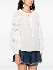 Chemises Ermanno Firenze en coton blanc avec détails en dentelle