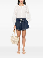 Chemises Ermanno Firenze en coton blanc avec détails en dentelle