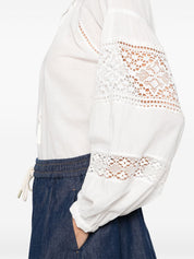 Chemises Ermanno Firenze en coton blanc avec détails en dentelle