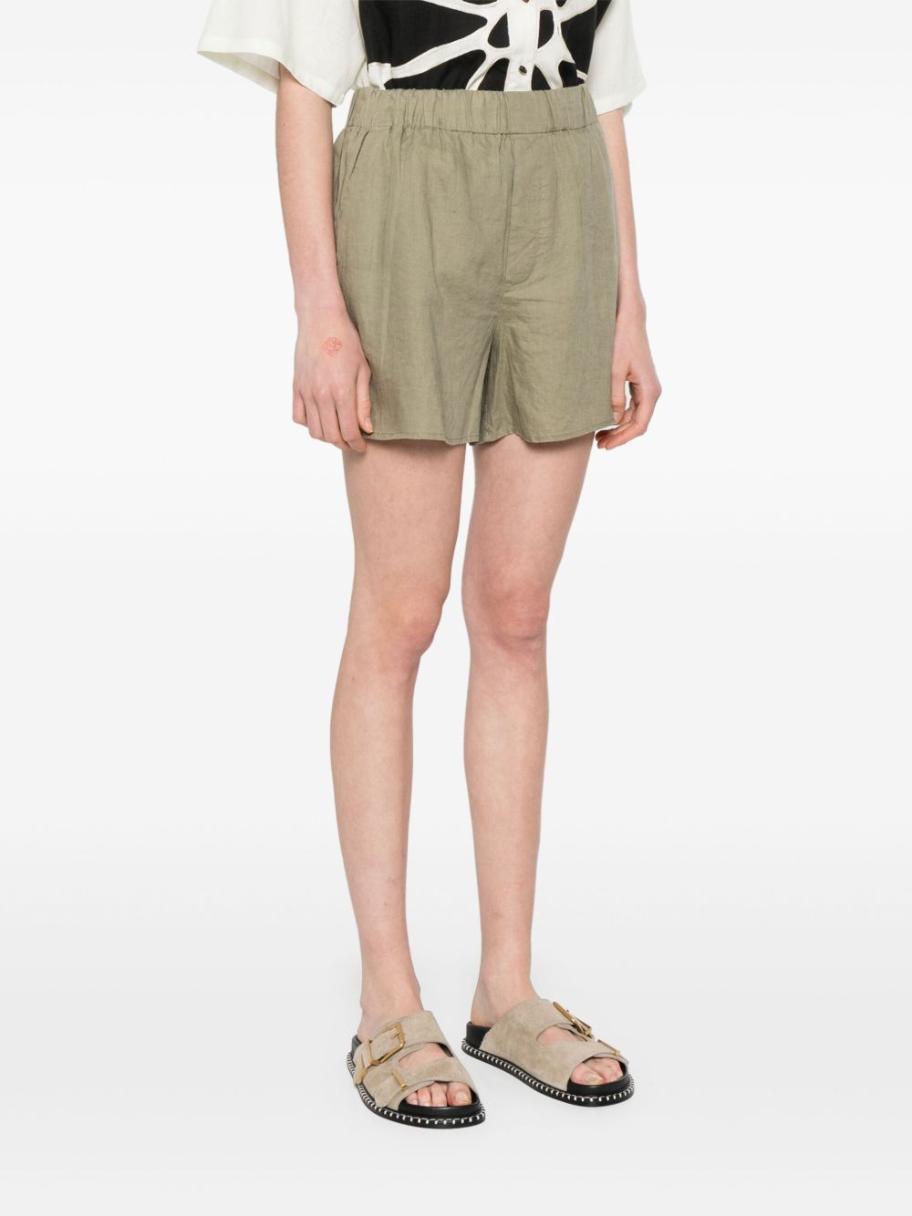 Closed Shorts Green linen high-waist