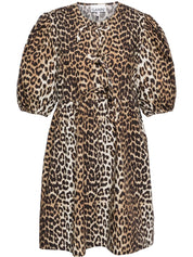 GANNI Dresses Brown — Organic Cotton Leopard Mini