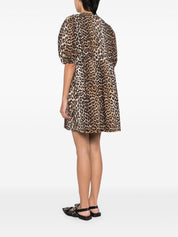 GANNI Dresses Brown — Organic Cotton Leopard Mini