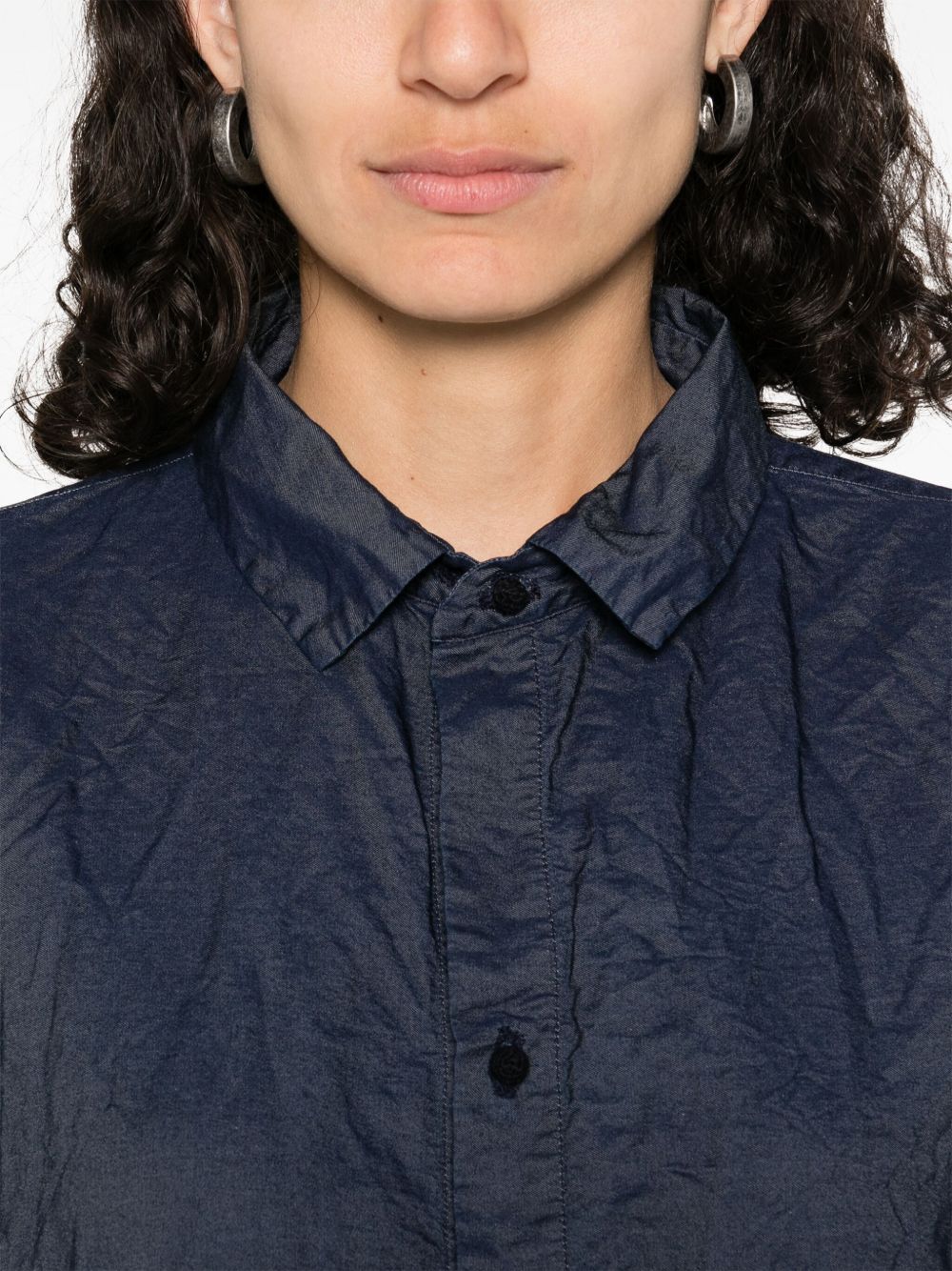 Camisas Daniela Gregis Azul con detalle de pliegues