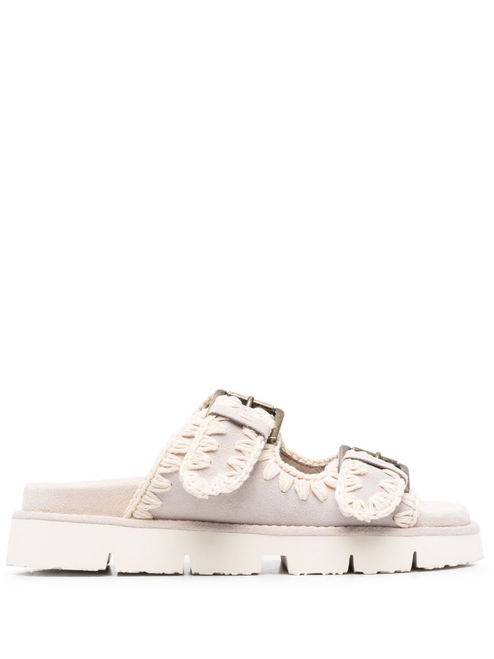 Mou Sandals Beige calf leather crochet