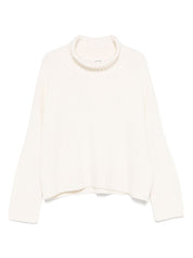 Soft Goat Sweaters White — Cashmere High Neck Sweater
