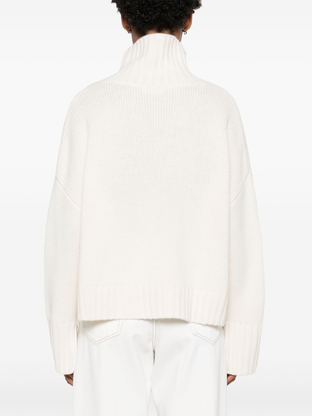 Soft Goat Sweaters White — Cashmere High Neck Sweater