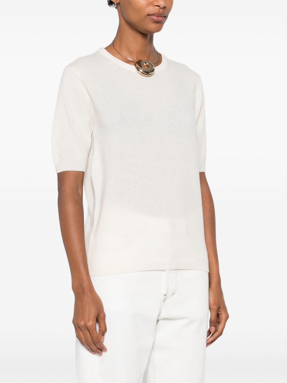Soft Goat Sweaters White — Cashmere Crewneck Top