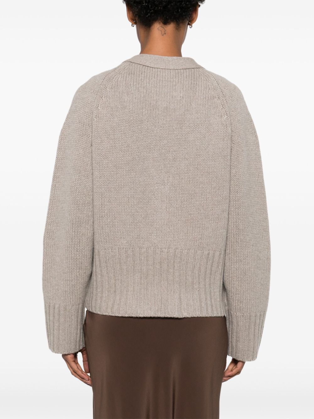 Light Grey Cashmere V‑Neck Sweater — Soft Goat