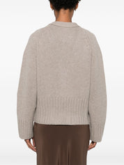Light Grey Cashmere V‑Neck Sweater — Soft Goat