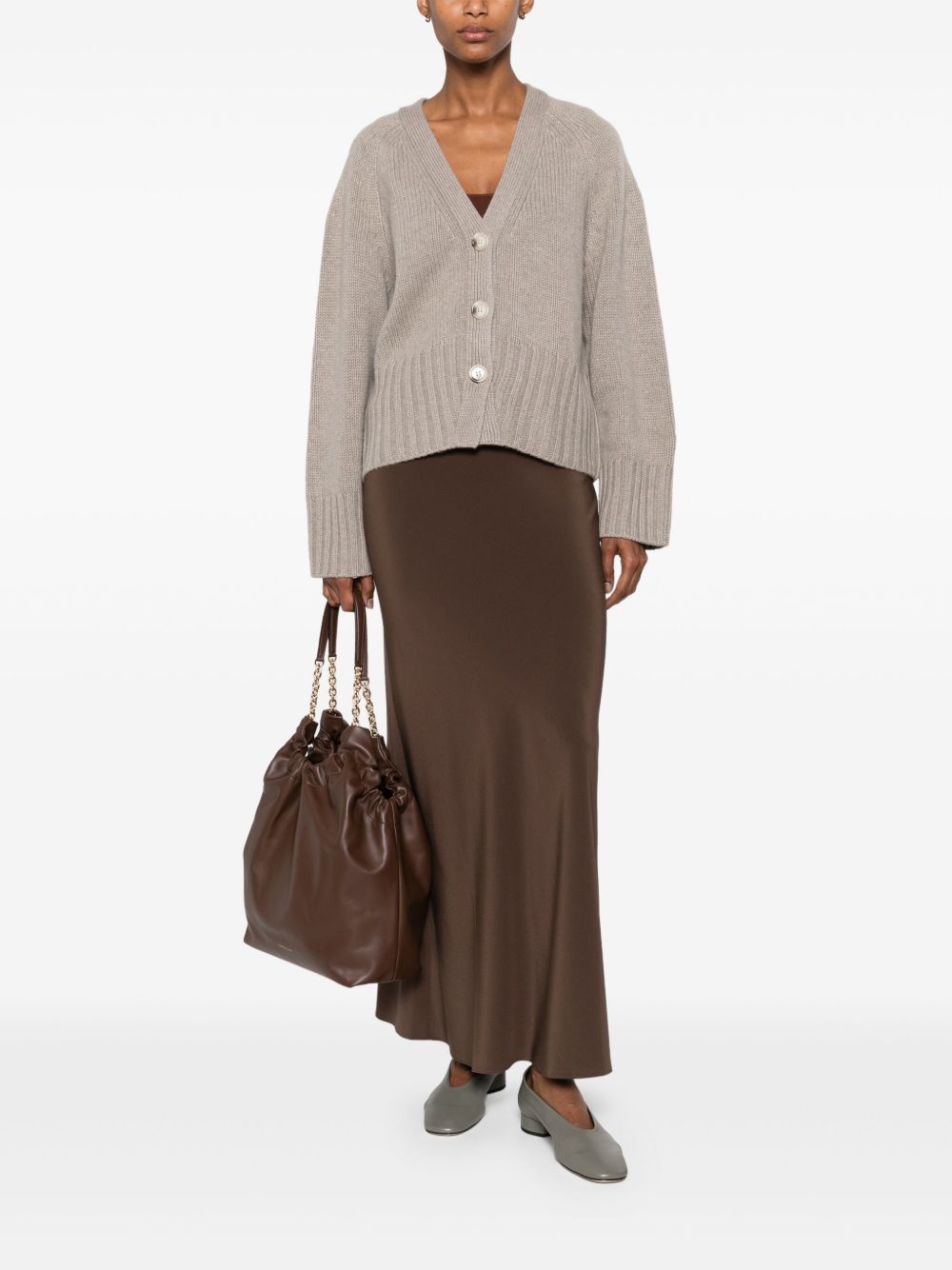 Light Grey Cashmere V‑Neck Sweater — Soft Goat