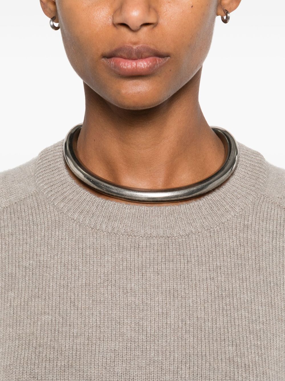 Light Grey Cashmere Crewneck Sweater — Soft Goat