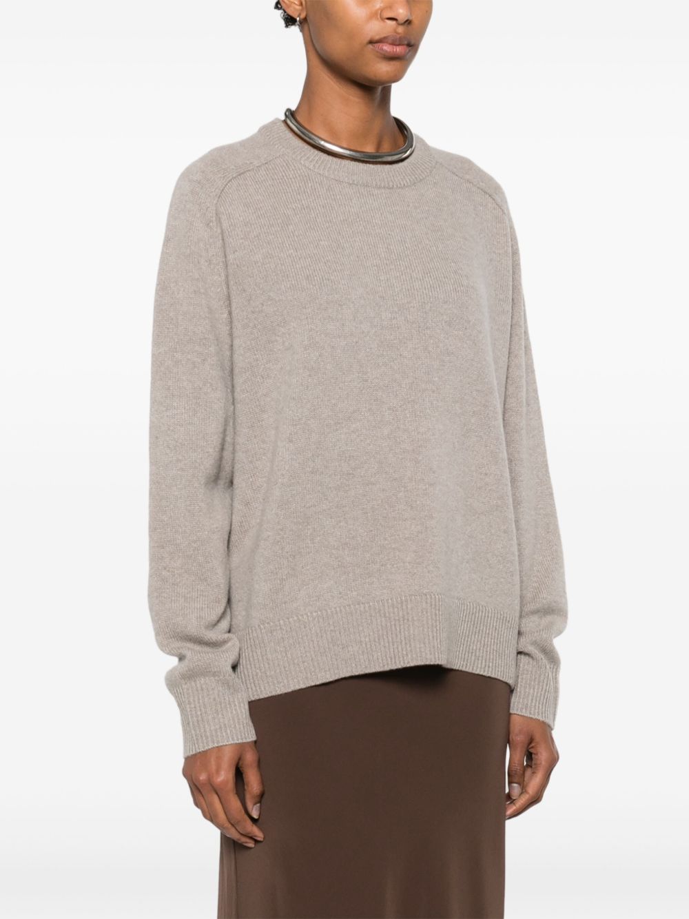 Light Grey Cashmere Crewneck Sweater — Soft Goat