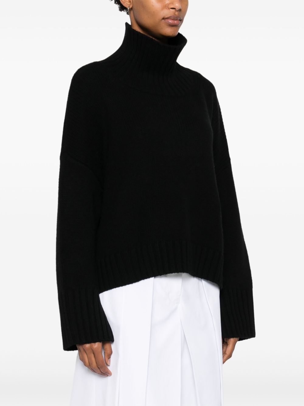 SOFT GOAT Black Cashmere Sweater — High Neck Comfort