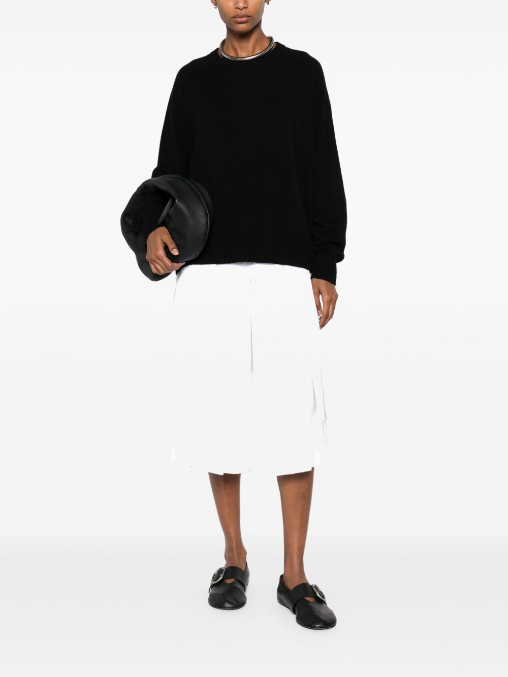 Soft Goat Cashmere Sweater — Black Boyfriend Crewneck