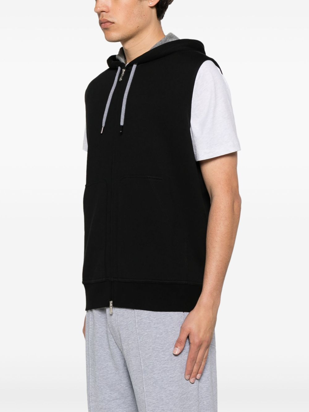 Brunello Cucinelli Black Sleeveless Hoodie — Men's Sweater