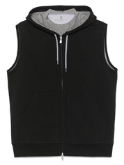 Brunello Cucinelli Black Sleeveless Hoodie — Men's Sweater