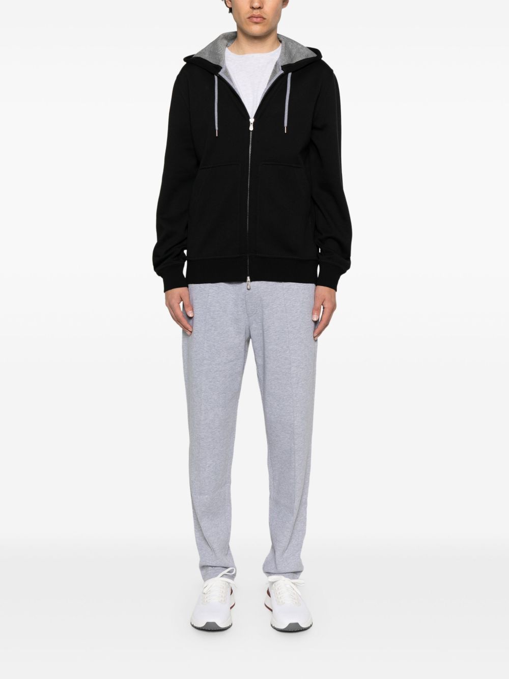 Brunello Cucinelli black zip cotton hoodie — refined men’s sweater