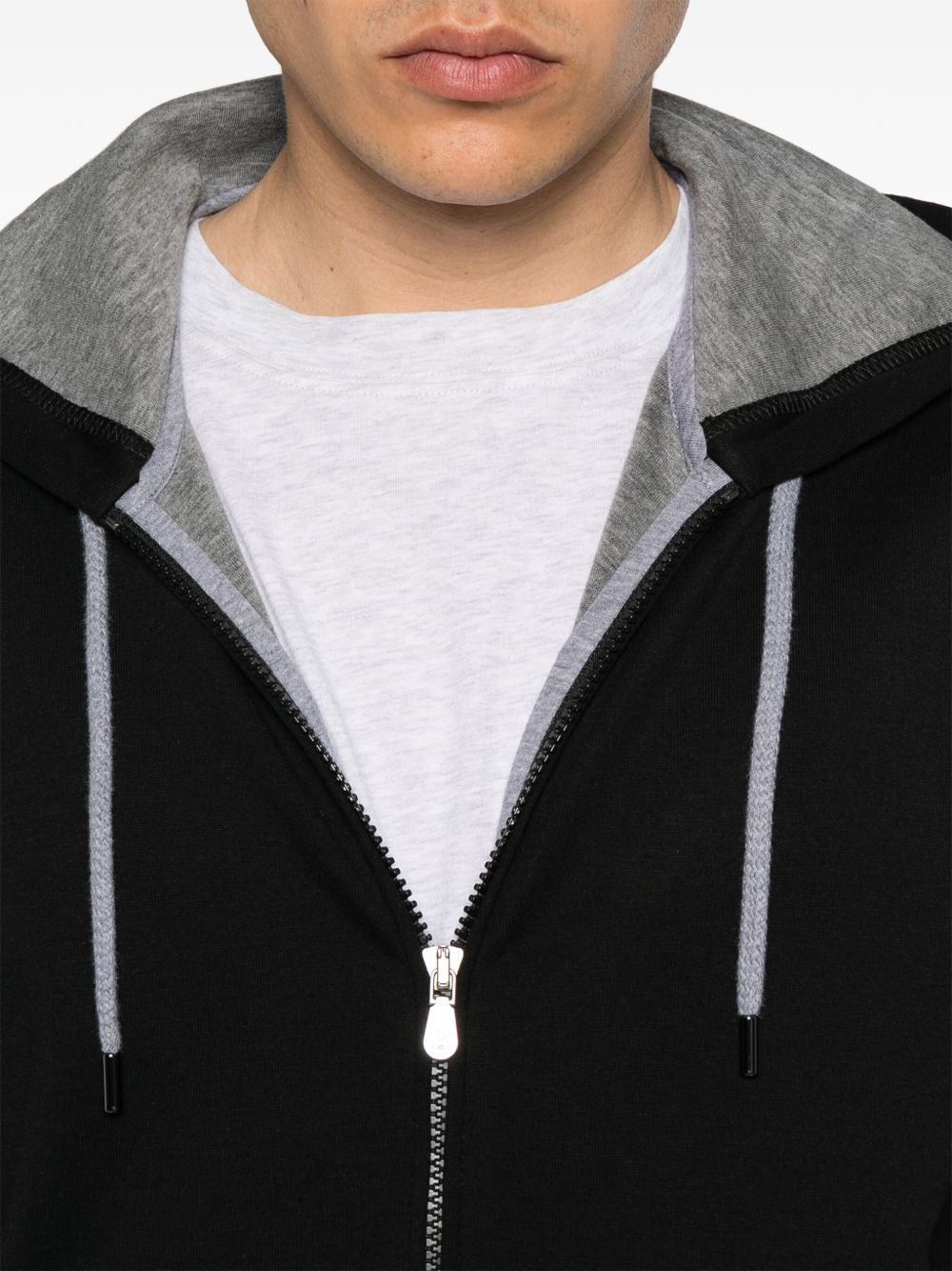 Brunello Cucinelli black zip cotton hoodie — refined men’s sweater