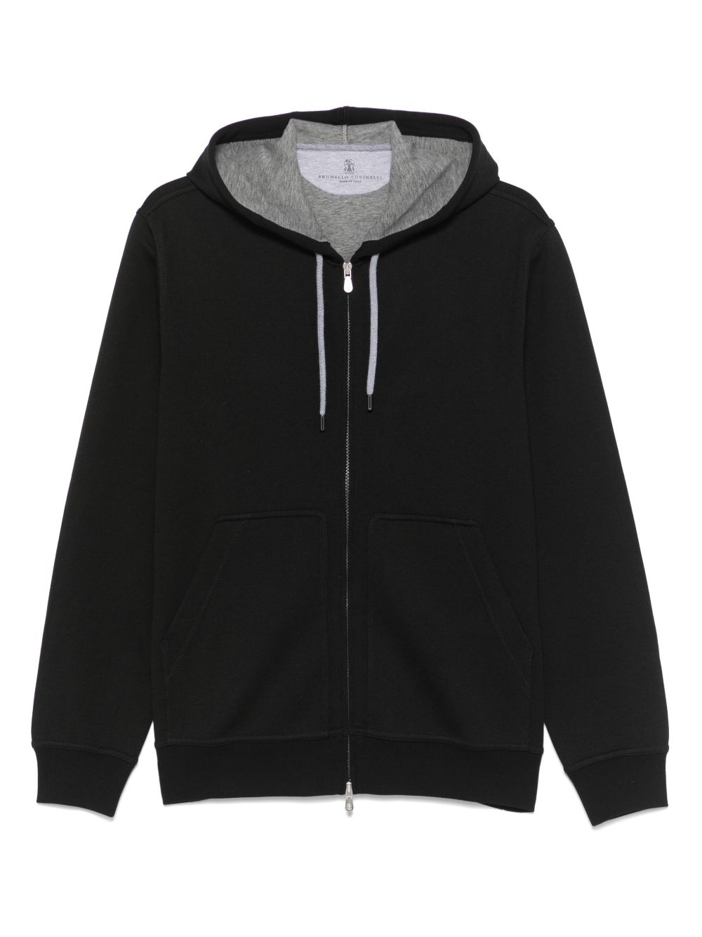 Brunello Cucinelli black zip cotton hoodie — refined men’s sweater