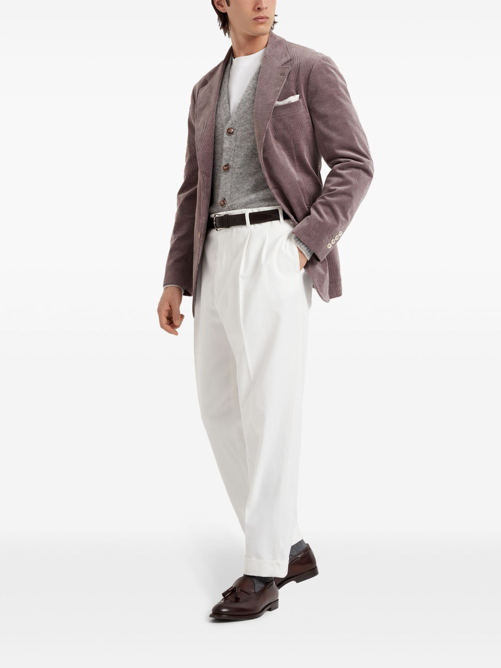 Pantalon Brunello Cucinelli en coton blanc coupe ajustée