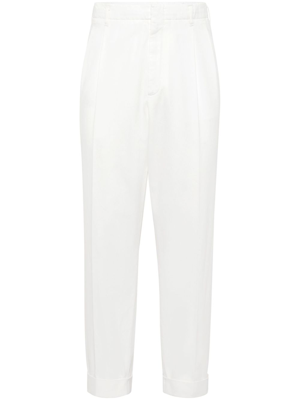 Pantalon Brunello Cucinelli en coton blanc coupe ajustée