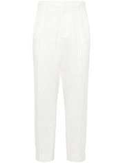 Pantalon Brunello Cucinelli en coton blanc coupe ajustée