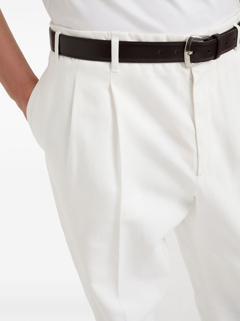 Pantalon Brunello Cucinelli en coton blanc coupe ajustée